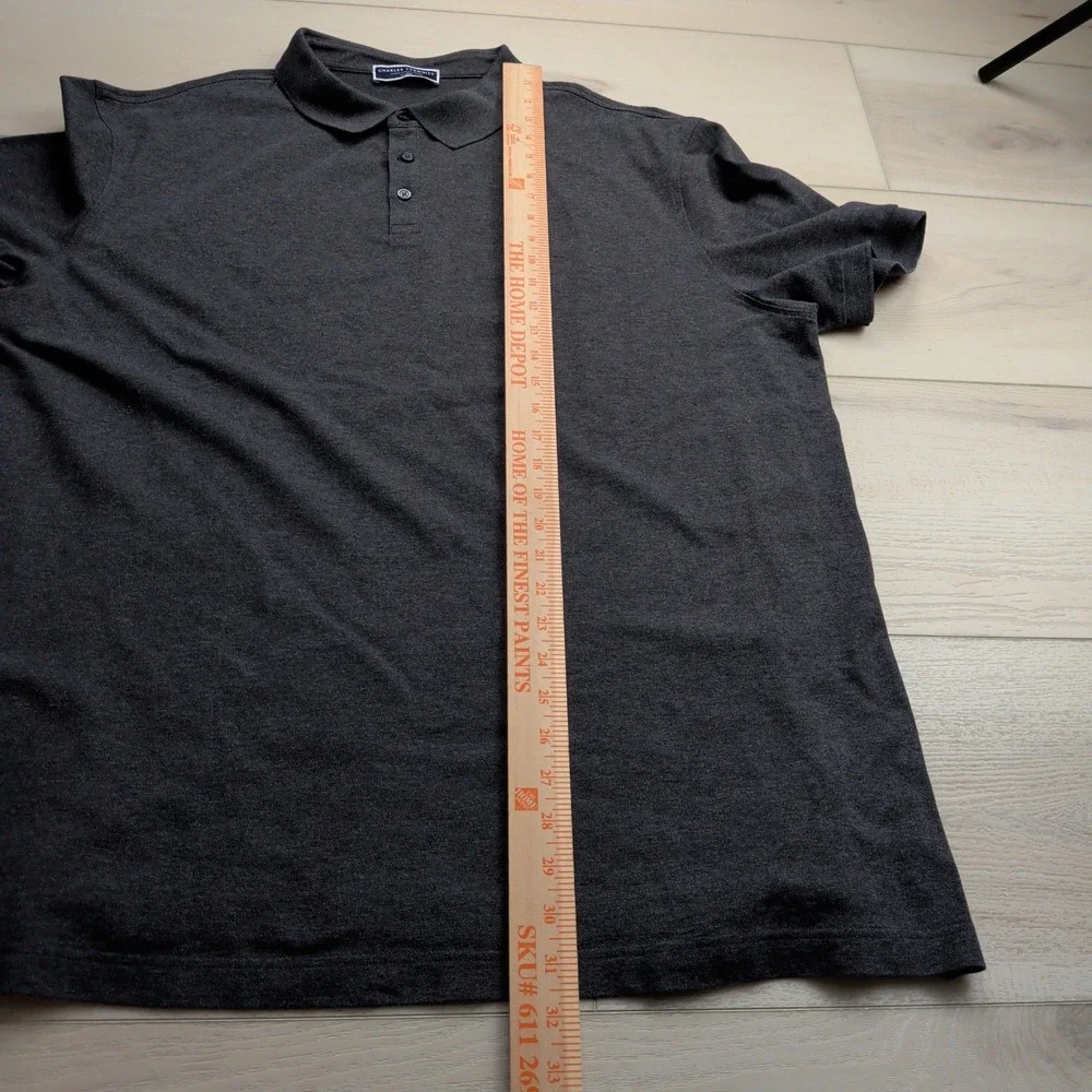 Charles Tyrwhitt Pique Polo Shirt Mens XXL Charcoal Grey Cotton Stretch